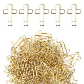 100pcs Gold Cross Paper Clips Bulk, Christian Paper Clips Metal Bible Paper Clamps Small Mini Bookmark Journaling Paperclips Study Supplies for Office School Home Use