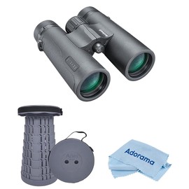 Bushnell 10x42 Engage X Waterproof Roof Prism Binoculars, Black, Bundle with Portable Telescoping Stool/Chair