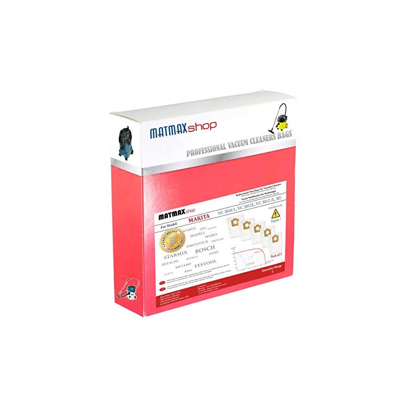 Disposable, Self Cleaning Filter Dust Bag For: Makita VC 2010