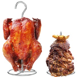 EasiBBQ Turkey Hanger with Vertical Skewer, Poultry Hanger for a Whole Chicken, Turkey Holder Rack for Bronco, Weber, Pit Barrel, Green Egg Smoker, etc, Turkey Fryer Accessories
