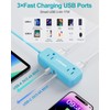 Blue Small Extension Cord 4 AC Outlets 3 USB Ports