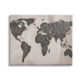 Stupell Industries Travel Wander Explore Rustic World Map Grain Pattern, Designed by Sd Graphics Studio Canvas Wall Art, 40 x 30, Beige