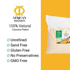 African Delights Ghana White Gari – 5 lb (80oz), Sand-Free, 100% All Natural Garri for Eba, Water Garri, Nigerian Food