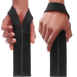 WARM BODY COLD MIND V1 Lifting Wrist Straps for Olympic Weightlifting, Powerlifting, Bodybuilding, Functional Strength Training, for Crossfit - Heavy-Duty Cotton Wrist Wraps, Pair (Black)