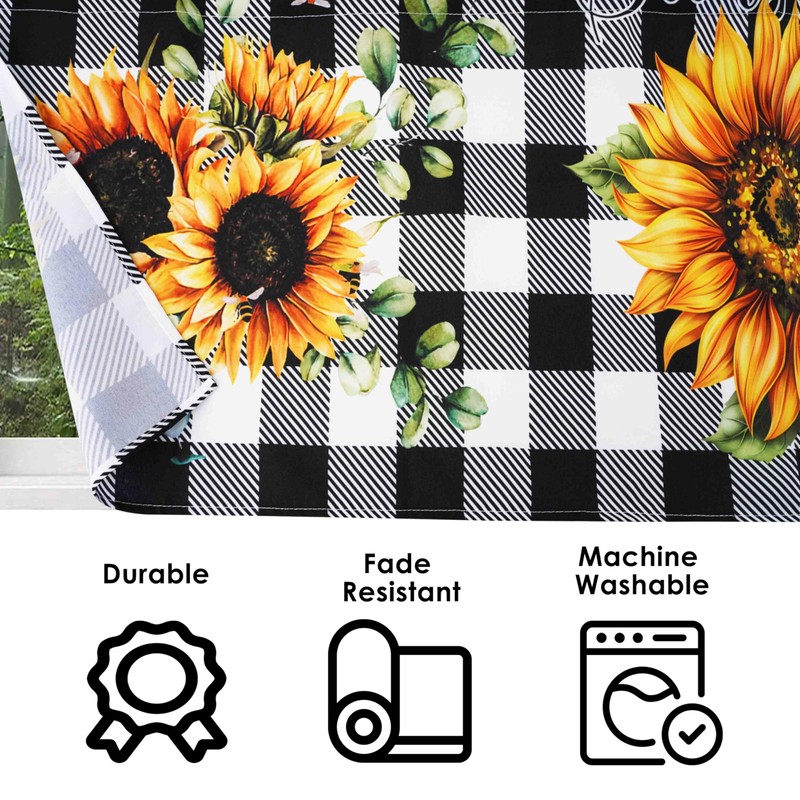 aiwkjdns 3 Piece Sunflower Kitchen Curtains and Valances Set for