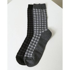 Daks (신세계강남점)DBSS5E921BK남성장목2족 체크 면혼방 장목 2족세트 (DBS S5E921BK) Men's Long Socks 2-Pairs Set Check Cotton Blend