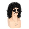 80s Short Black Curly Wig for Men,Long Curly Synthetic Wig