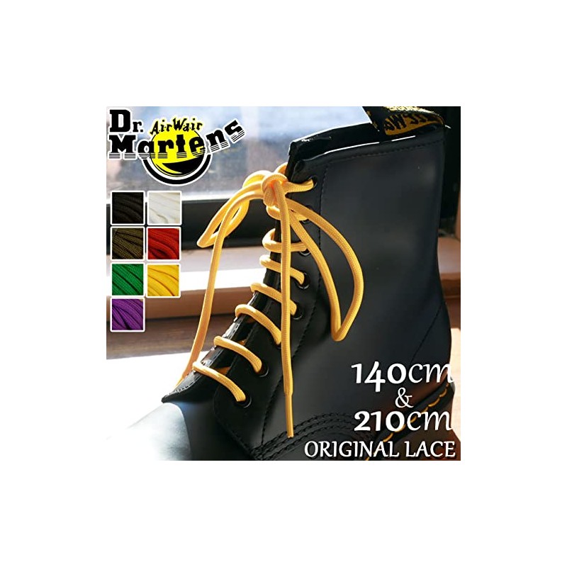 Dr. Martens Shoe Laces, Yellow, 55.1 inches (140 cm), Wear