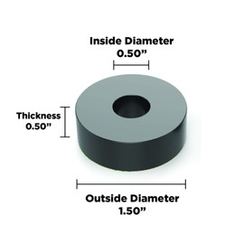 Isolate It: Sorbothane Vibration Isolation Washer 50 Duro (0.5" ID - 1.5" OD - 0.5" Thick) - 4 Pack