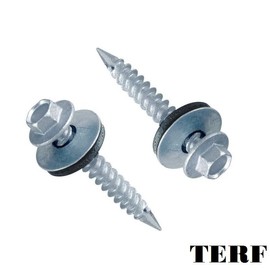 TERF® Thin Metal Corrugated Roofing Sheet to Timber Self Drilling Screw 6.3mm X 32mm (No.14 X 1.1/4) Hex Head Slash Point Corrugated Roofing Screw With EPDM Sealing Washer - Pack of 20