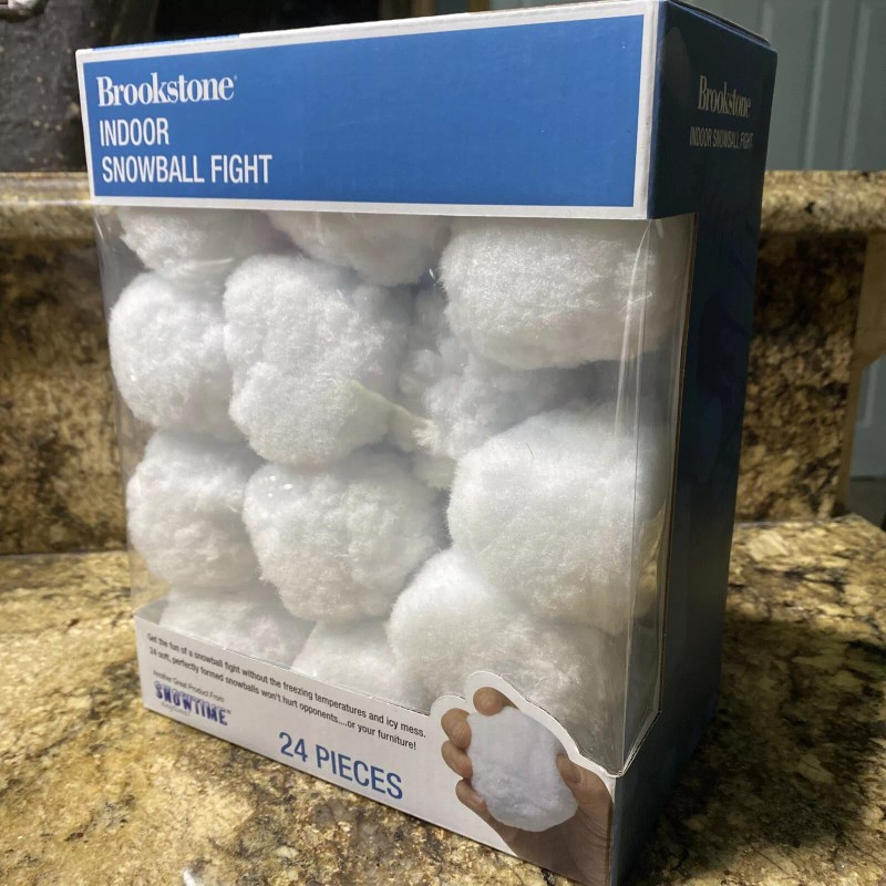 Brookstone Indoor Snowball Fight - 24 Soft White Snowballs No