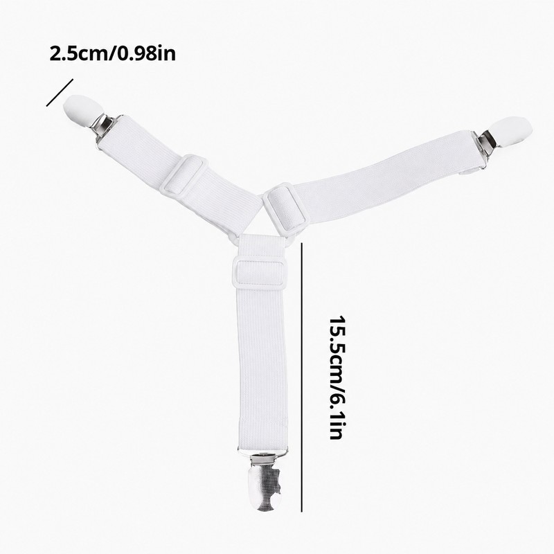 4-Piece Bed Sheet Grippers for Secure Sheet Fit - Adjustable