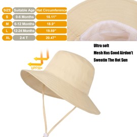 Baby Sun Hat UPF 50+ Toddler Bucket Hat for Boys Girls 0-4 Years (US, Age, 0 Months, 6 Months, Light Green)