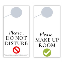 Hotel DND Do Not Disturb sign hanger for door, Sold in bulk Pack of 100 DND hanger signs. Same design both sides. Made with durable and thick PVC materials, 3 inch by 6 inch size. Suitable for Hotels,