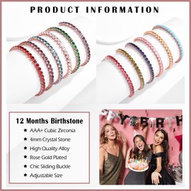 CERSLIMO Tennis Bracelet with Birthstone - Birthday Gifts for Girls, Silder Bracelet Birthday Jewellery Womens Birthday Gifts, 12 Months Birthstone Birthday Bracelets, May.
