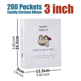 Life'bea 200 Pockets Photo Album Book for Fuji Instax Mini 7 8 9 11 25 40 70 90 Liplay Link Evo Instant Film, Credit Card Size Photo Storage (3-inch, Happy Family)