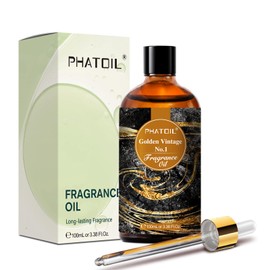 PHATOIL Golden Vintage No.1 Fragrance Oils for Diffuser, 3.38FL.OZ Diffuser Oils for Home, Perfect for Aromatherapy, Humidifiers, Yoga, DIY Candle and Soap Making - 100ml