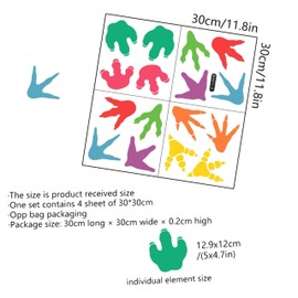 Fokmuaex 4PCS Dinosaur Floor Decals Set - Peel and Stick Vinyl Tracks Stickers for Nursery, Boys Room & Playroom Decor - Fun Kids Wall Stickers for Dinosaur Theme