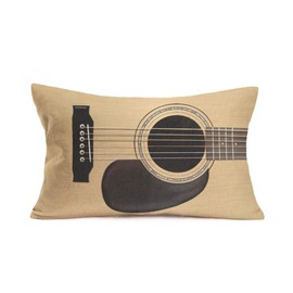 Doitely Vintage Guitar Throw Pillow Covers Music Musical Instruments Strings Decorative Pillow Cases Cotton Linen Modern Home Decor Rectangle 12x20 Inches Pillowcases (Guitar02)