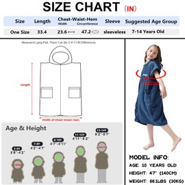 Hiturbo Kids Bath Towel Hoodie: Absorbent Quick Dry Zipper Surf Poncho - Changing Towels Swimming Outerwear (Navy)