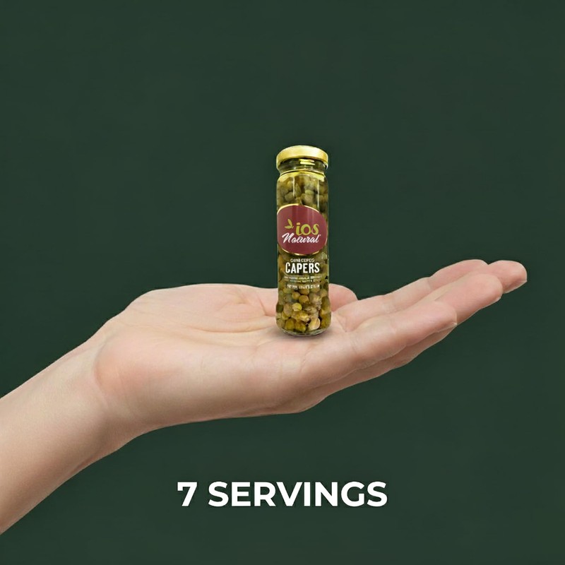 IOS Natural Capotes Capers in Sea Salt, Vegan, Non-GMO, Kosher