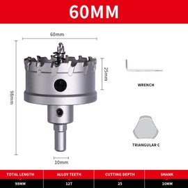 Carbide Hole Cutter Drill Bits,LAIWEI Heavy Duty Hole Saw for Stainless Steel,Metal,Cast Iron, Copper 2-3/8"(60mm)