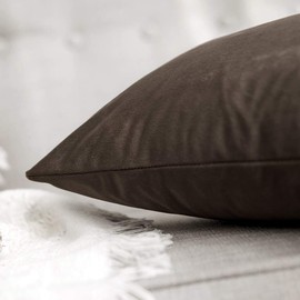MIULEE Pack of 2 Decorative Velvet Pillow Covers Soft Square Throw Pillow Covers Solid Cushion Covers Pillow Cases for Sofa Bedroom Car 20 x 20 Inch 50 x 50 cm Dark Coffee