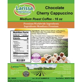 Chocolate Cherry Cappuccino Medium Roast Coffee (Gourmet, Naturally Flavored, Whole Coffee Beans) (16 oz, ZIN: 569539)