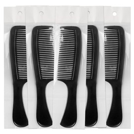 Gisdo Pack of 10 Combs, Plastic, Black, 8 Inch, Wide and Dense Teeth Design, 10 Pieces Individually Wrapped, For Hotel, Airbnb, Shelter/Homeless/Nursing Home/Charity Use