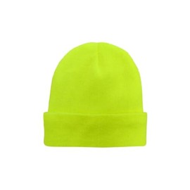 Unisex Adult Thermal Hi Vis Yellow Beanie Hat for Men's Woman's Stretchy Hat for Winter Autumn (UK, Alpha, One Size, Hi Vis Yellow - Pack 1)