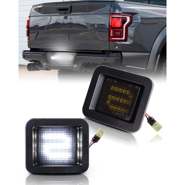 PWOBVZ F150 LED License Plate Lights for 2015-2020 Ford F150, LED Tag Light for 2017-2022 Raptor, Smoked Lens, 6000K White