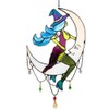 Stained Suncatcher Witch on Moon Decor Window Hanging Outdoor Wall