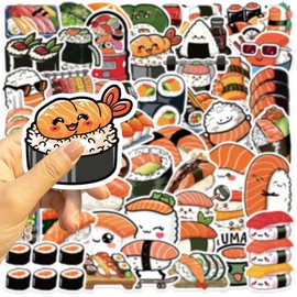 50 Pieces Sushi Roll Rice Stickers for Water Bottle|Vinyl Waterproof Sticker Laptop Skateboard Phone Car Decals for Teens Adults Party Favors Supplies Decor (Japanese Food Decals)