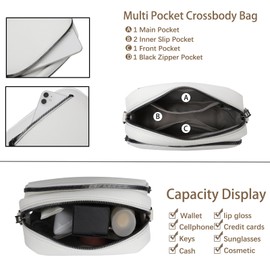 ZOUIQSS Crossbody Bags for Women Leather Handbags Shoulder Bags with Adjustable Wide Strap Cross Body Bag for Ladies with Multiple Pockets(White)