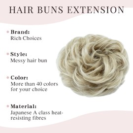 Messy Bun Hair Piece Fake Hair Bun Hair Scrunchies for Women Hair Buns Hair Piece Messy Bun Hair Bun For Women - Ash Blonde to Bleach Blonde