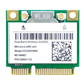 AX200 AX3000HMW Tarjeta de Red Mini PCI-E WiFi 6 Adaptador InaláMbrico 2.4G/5G Bluetooth 5.1 Tarjeta WiFi 802.11AX para Win10