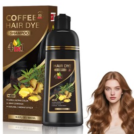 Champú para Teñir El Cabello Negro 4 en 1, Champú Colorante para Hombres y Mujeres, Cobertura de Canas con Ingredientes Herbales, Fácil de Usar y Suav