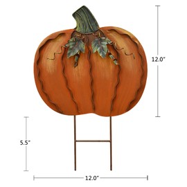 Morning View Fall Yard Decorations Outdoor Metal Pumpkin Garden Stakes Autumn Yard Signs Art Fall Yard Stake Pumpkin Lawn Ornaments for Patio Porch Thanksgiving Harvest 17.5 Inches Tall 2 Set