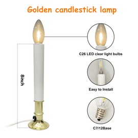 4 Pack Electric Christmas Window Candle, Brass Plated Base Window Candles with Sensor Dusk to Dawn, Candle Set for Home & Kitchen for Window Table Christmas Decorations