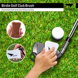 Birdie Brush Retractable Golf Club Brush and Groove Cleaner with Extra Long Lanyard and Clip. No Water Needed. Great for Cleaning & Polishing. Made with Coir.
