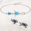 Turtle Anklet Ankle Bracelets for Women Sterling Silver Blue Opal