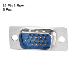 sourcing map D-sub Connector Male Plug 15-pin 3-row Port Terminal Breakout for Mechanical Equipment CNC Computers Blue Pack of 5