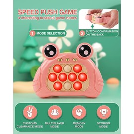 ALTGOU Pop Fidget Toy It Game, Handheld Game, Sensory Fidget Toy for Adult Children Aged 5-12, Electronic Quick Push Game, Birthday Gift for Boys and Girls Aged 5 and Above (Pink)