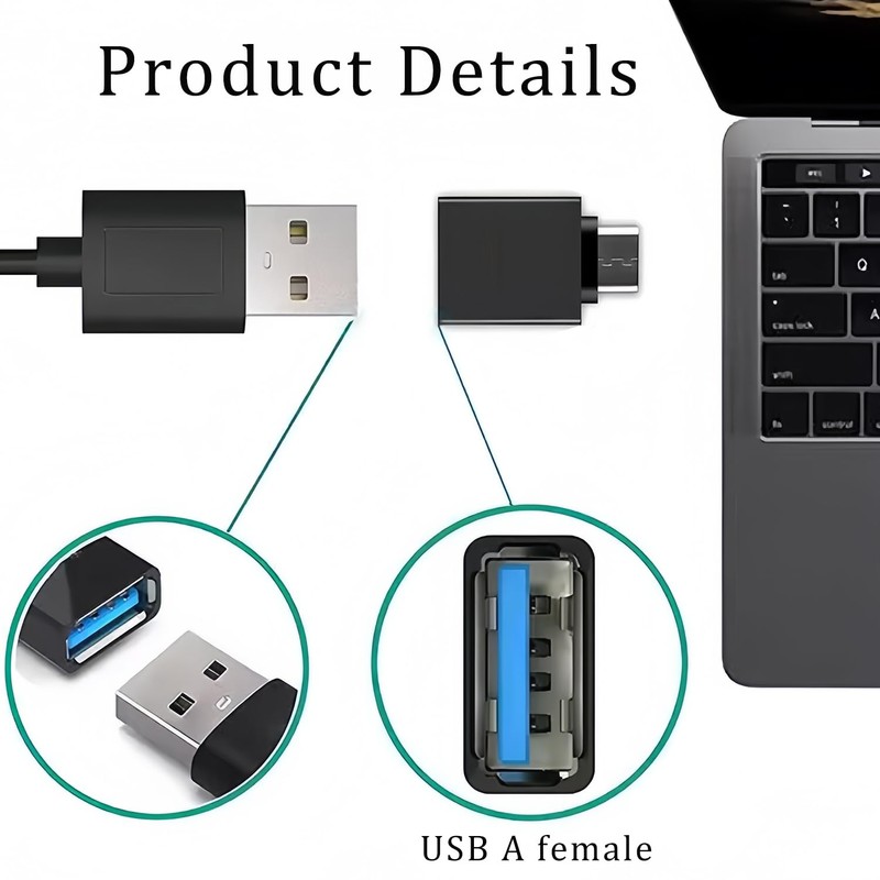 2PCS High-Speed Data Transfer USB C to USB Adapter: USB
