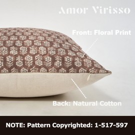 Amor Virisso 20x20 Pillow Covers Floral Pillow Covers Farmhouse Neutral Pillow Covers Decorative Pillows for Couch Accent Sofa Pillows 1PC, Cognac Brown
