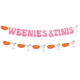 Weenies & Tinis Banner, Pink and Glitter Weenies and Tinis Party Decorations for Martini Themed Party Hot Dog Bar Bachelorette Party Birthday Decorations