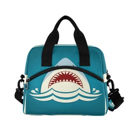 Insulated Cooler Lunch Bag Shark Tooth Jaws Lunch Box for Office Work Picnic Hiking Beach Organizer with Adjustable Shoulder Strap