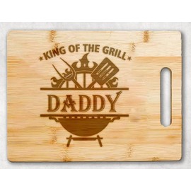 King Of The Grill Cutting Board For Daddy Griller - Grandpa Gift - Daddy's Bbq - Grilling Gift For Men - Fathers Day Cutting Board - Grill Master - Best Daddy Cutting Board