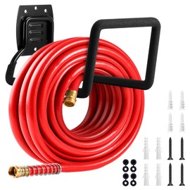 QMSK Metal Wall Mounted Hose Reel for Outside, Durable Hook Stand for Garden Hose & Extension Cords Storage, Flexible Hose Use (2Pack)
