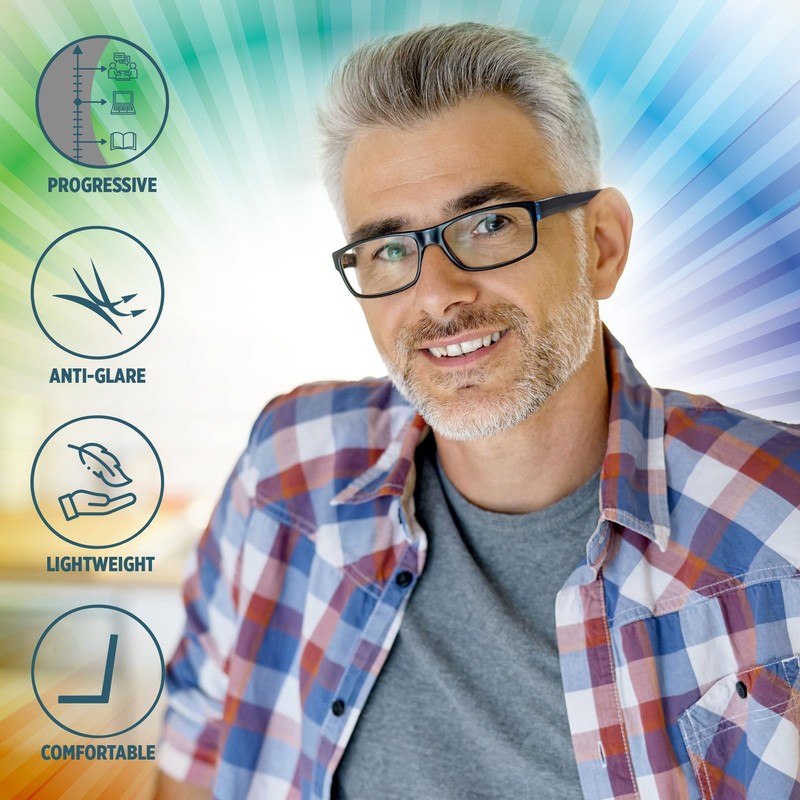 Sightline 6005 Progressive Reading Glasses – Multifocus Magnification Lenses –